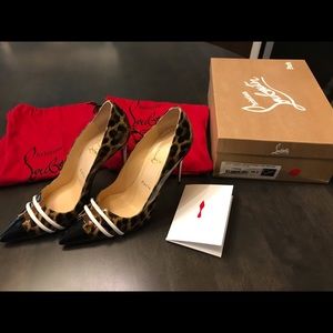 Christian Louboutin Leopard 100 patent high heels